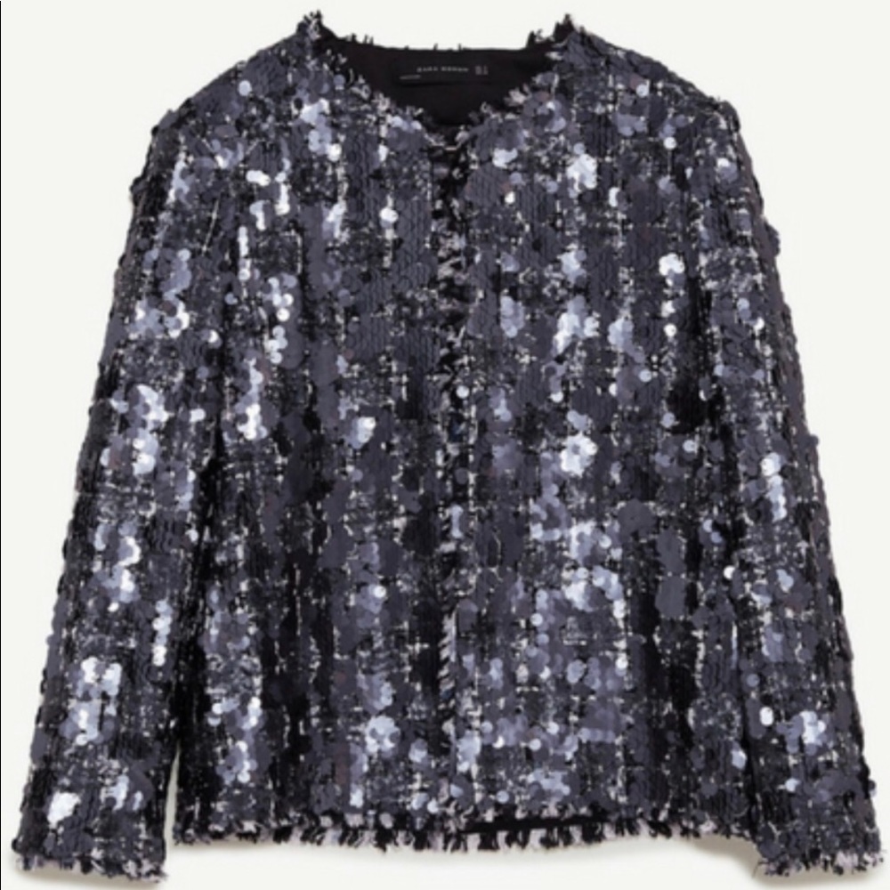 Zara Sequin Tweed Blazer